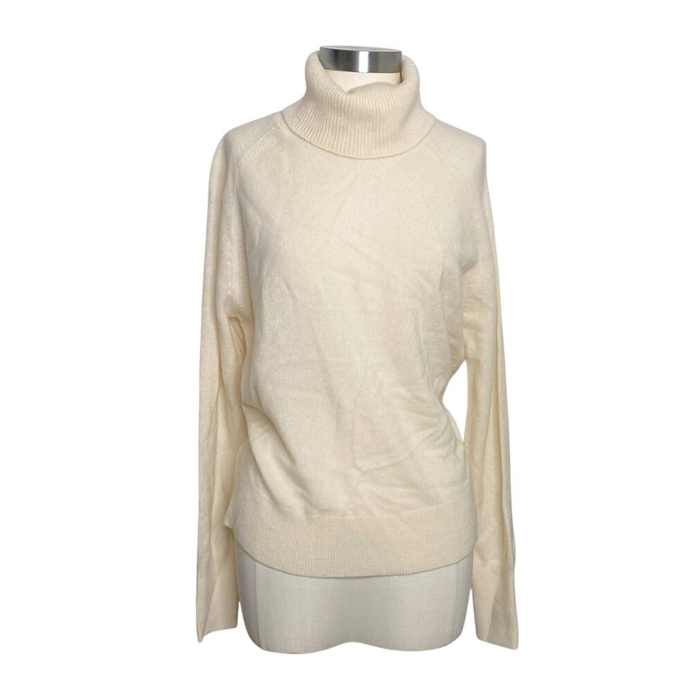 WHITE + WARREN CASHMERE LONG SLEEVE TURTLENECK SOFT WHITE CREAM M